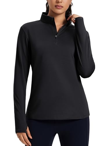 MAGCOMSEN Women's Quarter Zip Fleece Pullover Long Sleeve Thermal Shirts with Zip Pocket Athletic Running Tops
