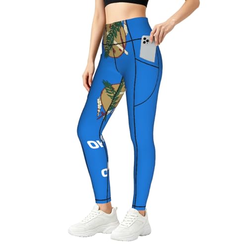Leggings de la bandera de Oklahoma para mujer con bolsillos prácticos para fitness