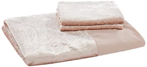 Sleepdown Velvet Cuff Champagne Panel Band Luxury Soft Cosy Duvet Cover Quilt Bedding Set with Pillowcases - Double (200cm x 200cm)