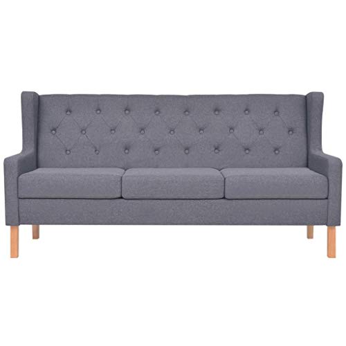 vidaXL Sofa 3-Sitzer Dreisitzer Stoffsofa Polstersofa Loungesofa Couch Polstermöbel Wohnzimmersofa Designsofa Stoff Grau… – Bild 5