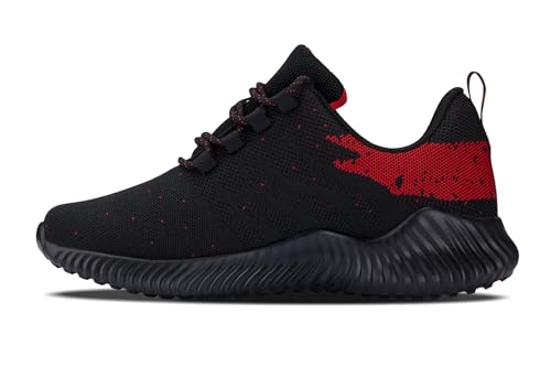 Image of CALTO Men's Invisible Height Increasing Elevator Shoes - Black /Red Ultra Lightweight Sporty Sneakers - 2.8 Inches Taller - Q215 - Size 10 D(M) US