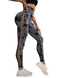 MGULEEYI Tie Dye Sexy Leggings for Women High Waist Yoga Pants, Scrunch Butt Lifting Elastic Tights(Dark Grey,M,Medium)