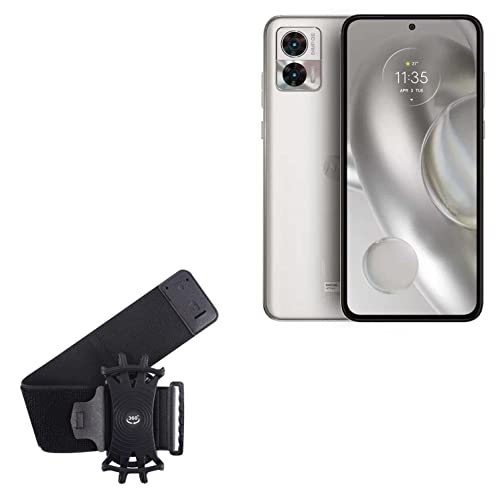 BoxWave Holster Compatible with Motorola Edge 30 Neo - ActiveStretch Sport Armband, Adjustable Armband for Workout and Running - Jet Black