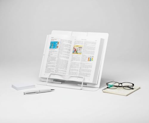HingtTraum Support Livre Métal Pliable, 6 Positions, Blanc, Tablette – vue 7