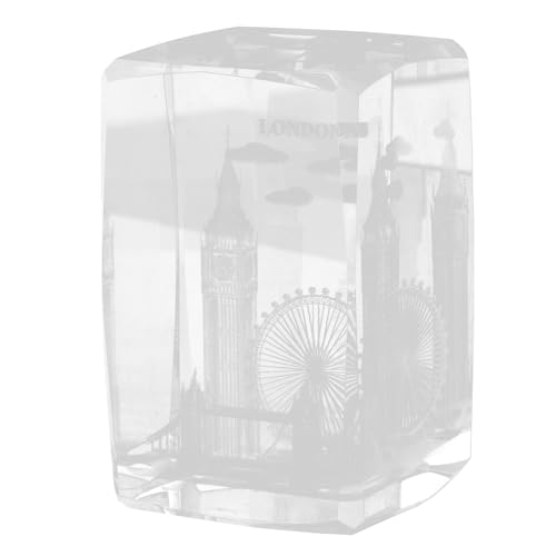 Cubo de cristal grabado de Londres como embellecedor practico de comedor 2