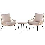 Balkonset Laureto 3-teilig Rattan Beige