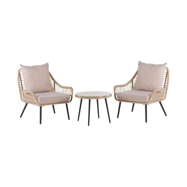 Balkonset Laureto 3-teilig Rattan Beige