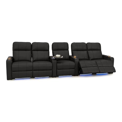 Image of Seatcraft Monterey Home Theater Seating Black Row of 5 Dual Loveseats