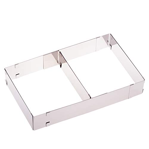 4smile BACKRAHMEN Vario rechteckig – Made in Germany ǀ Patisserie KUCHEN-RAHMEN verstellbar ǀ zum Backen und Dekorieren von Kuchen und Torten 5cm hoch ǀ aus Edelstahl 100% rostfrei