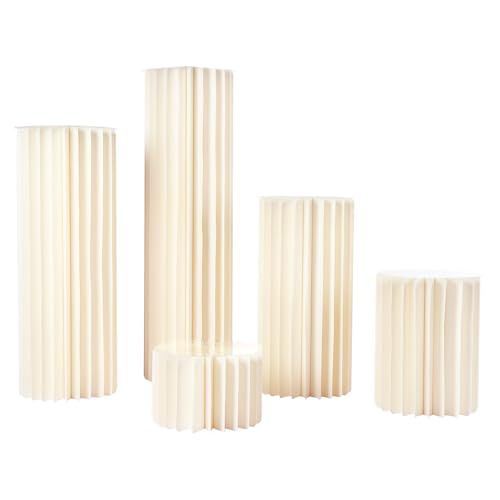 TaNeHaKi Cardboard Vases,Set Of 5 Flower Vase Flowers Stand,Cylinder Wedding Centerpieces,Column With Pvc Plate,Table Decoration