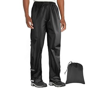 flintronic Men’s Waterproof Trousers, Outdoor Waterproof Rain Pants, Lightweight Breathable Rain Overtrousers with Zip Pockets, Windproof Rain Over Pants for Hiking and Cycling