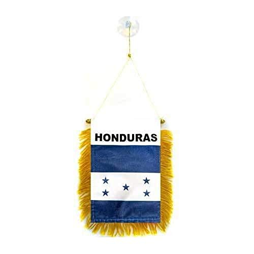 Image of AZ FLAG Honduras mini Banner 6'' x 4'' - Honduran PENNANT 15 x 10 cm - mini Banners 4x6 inch suction cup hanger