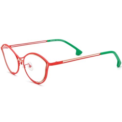 Image of FONEX Colorful Pure Titanium Glasses Frame Women Retro Round Eyeglasses