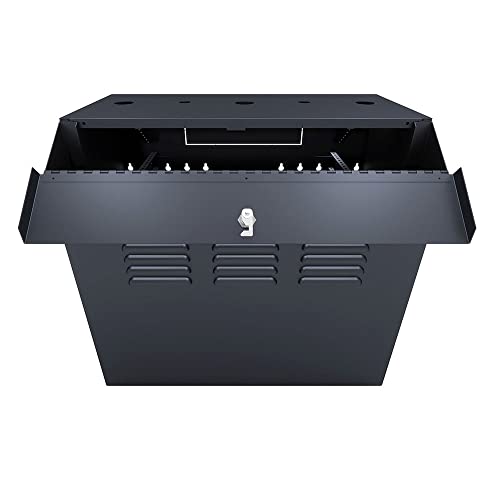 Image of NavePoint 8U Vertical Server Rack Enclosure, Low Profile, 15.7 inch Deep, Max Weight Capacity 132lbs - 8U Network Cabinet Vertical Wall Mount, Perforated, Black