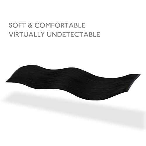 Image of WENNALIFE Lace Seamless Clip in Hair Extensions Human Hair 7pcs Ultra Invisible 50% Thinner Seamless Clip Ins Jet Black Natural Remy Hair 14 inch