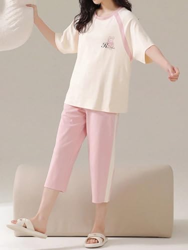 Image of Lymio Womens Korean Night Dress | Full Pyjama Set | Korean Nightsuit | Women Nightwear |Round Neck Full Sleeve Nightsuit | Loungewear | Everyday Nightdress (W-ND-1)
