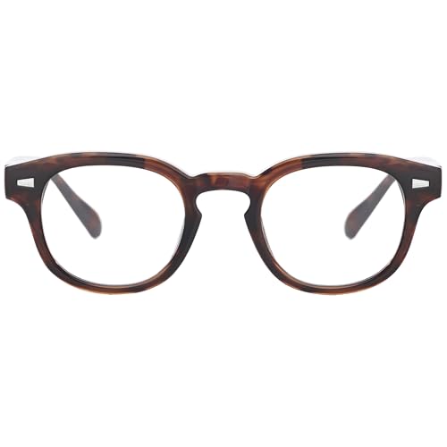Kursan Small Round Black Glasses for Women Men Thick Frame Fashion Clear Lens Blue Light Glasses (04 Tortoise, 45MM)