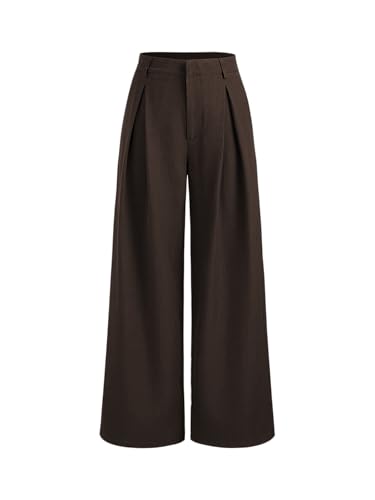CIDER Wide Leg Pants Woman Straight Leg Trousers Casual Mid Waist Pants Office Work Pants with Pockets
