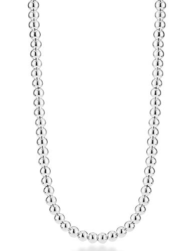 Miabella Italian 925 Sterling Silver Handmade 4mm Bead Ball Strand Chain Necklace for Women, Made in Italy
