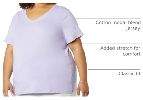 Image of Amazon Essentials Women's Plus Size Short-Sleeve V-Neck T-Shirt