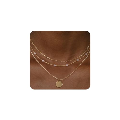 JECOMY 14K Gold Plated Layering Necklaces For Women Gold Necklace Set, Cuban Link, Snake Chain...