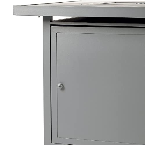 Image of Oakland Living Square 32 in. x 32 in. Aluminum Propane Fire Pit Table with Glass Beads, Two Covers, Lid, 37,000 BTUs in Grey Finish