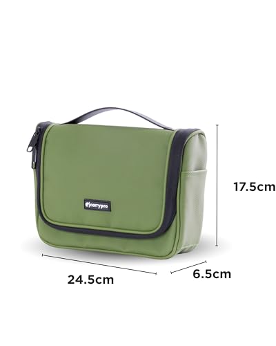 Image of CarryPro-Hanging Toiletry Kit Pouch-Travel Organizer-Makeup, Beauty, Cosmetics, Jewellery Organizer-Skincare, Medicine, Secure Zippered Pockets