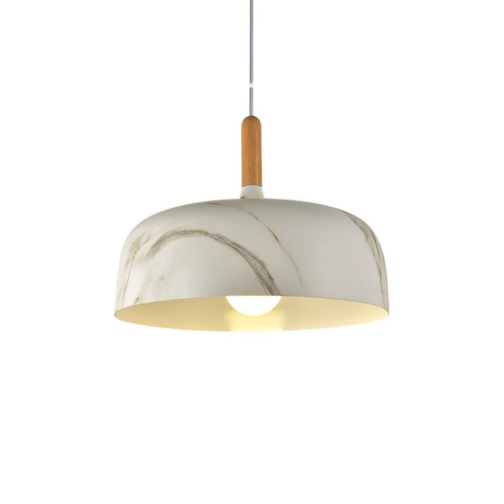 SYAXVOM Nordic E27/E26 Base Pendant Light - Adjustable Decorative Chandelier for Restaurant & Home, Reddish Brown Wood and Metal Ceiling Fixture(Ivory)
