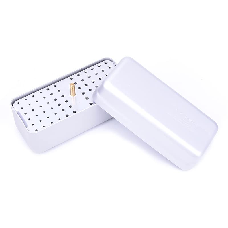 72 Holes Endo Files Aluminum Box Disinfection Sterilizing Storage Case Bur Holder Stand Organizer Box (Silver)