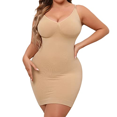 X-Large Womens Shapewear Full Slip For Under Dresses Tummy Control Shapewear Slip For Under Dress Seamless Body Shape #TOP30