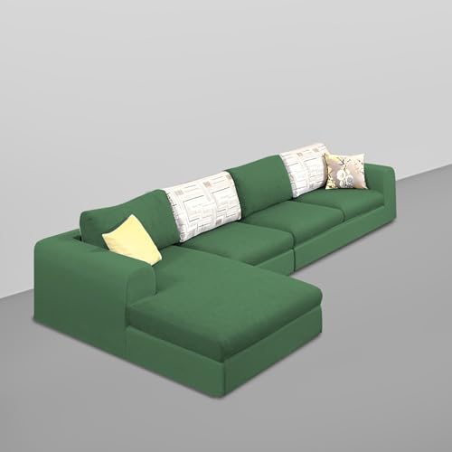 Image of Koza LHS 6 Seater L Shape Sofa Set for Living Room (Green Fabric) Premium Fabric Sofa