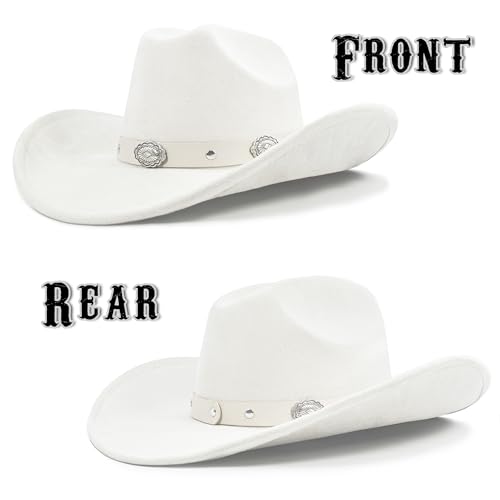 Image of FLUFFY SENSE. Cowboy Hat for Women and Men with Shapeable Wide Brim - Felt Cattleman Western Hats for Cowboys and Cowgirls