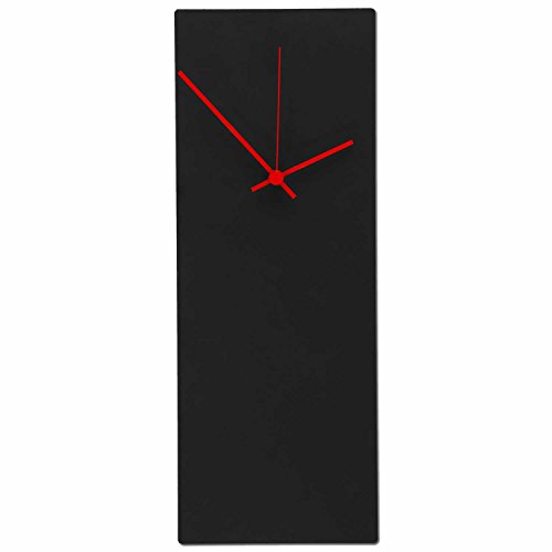 Modern Wall Clock 'Blackout Red Clock' by Nicholas Yust - Minimalist Decor Contemporary Clock on Polymetal