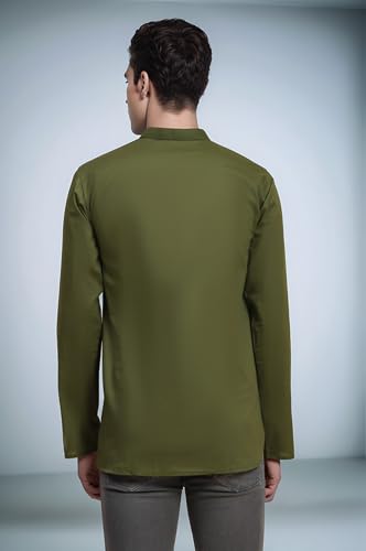 Image of SKAVIJ Men's Long Sleeve Short Tunic Ethnic Wear Cotton Kurta