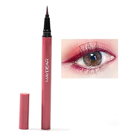 Maydear Colors self-adhesive Eyeliner, 2 in 1 Matte Liquid Eyeliner Colorful Eye Liner Pen, Waterproof Smudge-Proof Smooth Eyeliner Pen-Red Cover