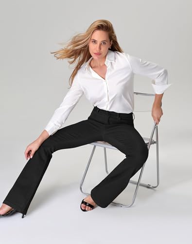 roswear Womens Mid Waist Bell Bottom Stretchy Flare Jeans Pants