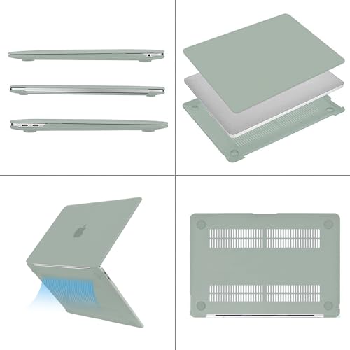 Image of MOSISO Compatible with MacBook Air 13 inch Case 2022 2021 2020 2019 2018 Release A2337 M1 A2179 A1932 Touch ID, Plastic Hard Shell Cover Compatible with MacBook Air 13.3 inch Case, Antique Green