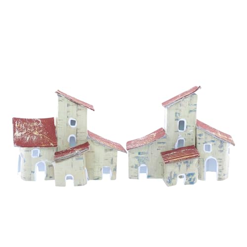 Moranduzzo Gruppo Case Set 2 pz 6,5x4x7 cm – Case Rustiche per Presepe in Miniatura, Made in Italy