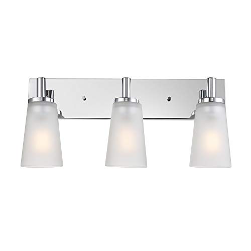 Globe Electric 51519 Alyssa 3 Vanity Light, Chrome, Frosted Glass Shades