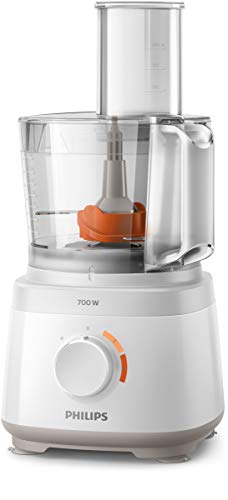PHILIPS Robot Multifonctions Daily HR7320/00, 700 W, 19 fonctions, 2 vitesses, Disque 2 en 1 en inox, Bol 1,5L, Blanc
