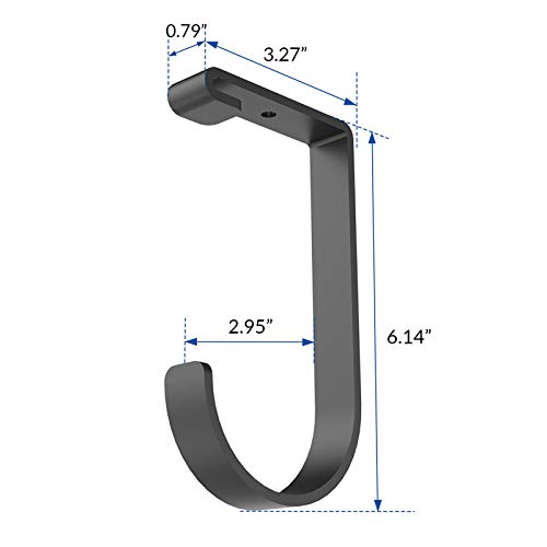 FLEXIMOUNTS Add-On Storage Hook Accessory for Ceiling Rack and Wall Shelving, 4-PACK (Flat Hook x 4, Black)