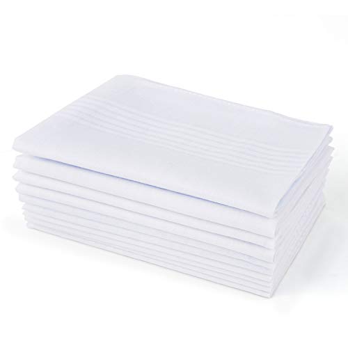 Scotamalone Men's Handkerchiefs 100% Soft Cotton White Hankie Hankerchieves