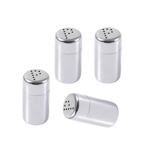 4 dispensadores de sales de acero inoxidable para condimentos, pequeños agitadores de especias con tapa para cenar al aire libre y acampar