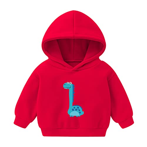 Toddler Kids Soft cotton Long Sleeve Pullover Hooded Cartoon Graphic Sweatshirt Casual Hoodie for Boys (Red, 3-4 Years)