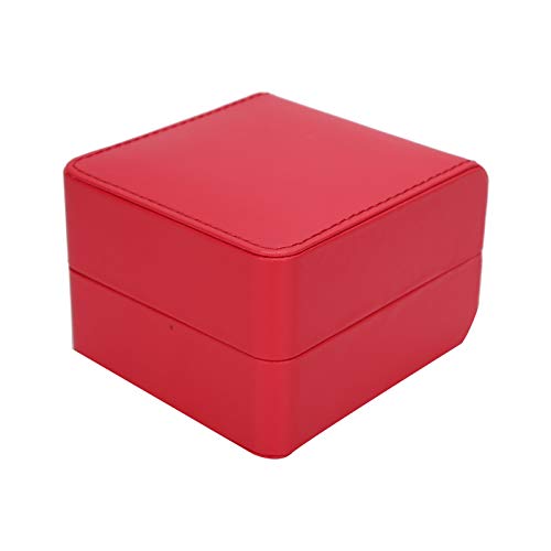 Preisvergleich Produktbild DAUERHAFT PU Lederuhrbox Elegant im Aussehen, zur Aufbewahrung von Halsketten, Armbändern, Ohrringen, Schmuck(red)