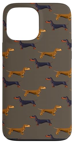 かわいいダックスフント柄ソーセージ犬好きデザイン スマホケース iPhone 13 Pro Max 用