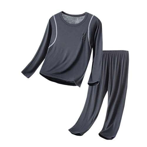Kids Girls Boys Underwear Soft Comfy Thermal Undershirt 2 Piece Scoopy Neck Long Sleeve 𝐏ajamas Pure Silk Solid Top
