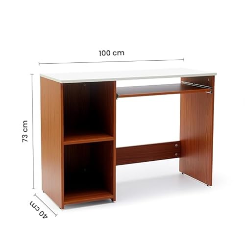 Image of Lakdi The Furniture Co Home and Office Table Made in Particle Board with 1 Drawer & 2 Shelves Unique Design Durable & Slylish Long Lasting, Top Best Office Desk in Brown Color - (121534356)