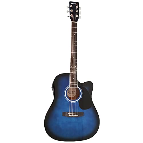 Violão Completo Acústico Elétrico Azul 6 Cordas Aço com Alça Cabo