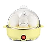 BELLA Rapid Electric Egg Cooker and Poacher with Auto Shut Off for Omelet, Soft, Medium and Hard Boiled Eggs - 7 Egg Capacity Tray, Single Stack, Yellow